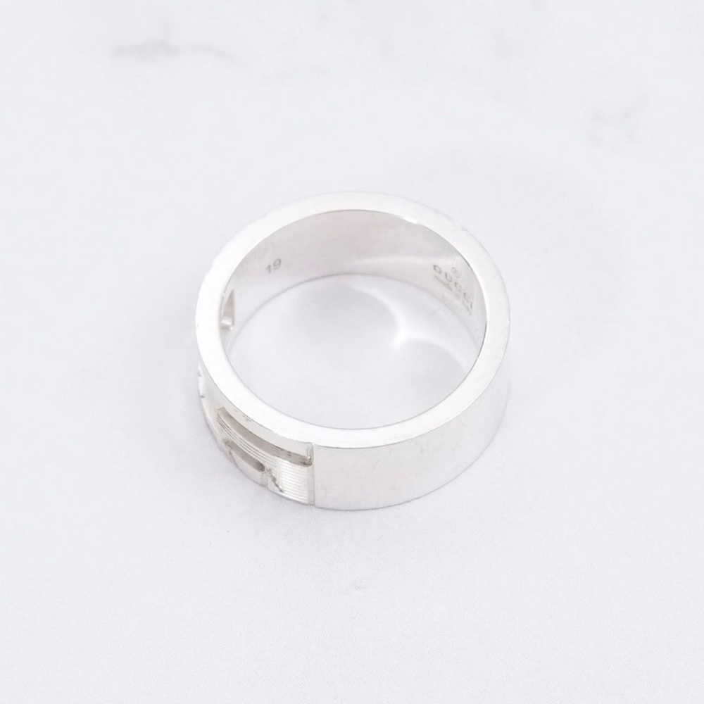 Authentic Gucci Classic G Logo Monogram 925 Sterling Silver Band Ring Size 9.5 - Picture 8 of 11